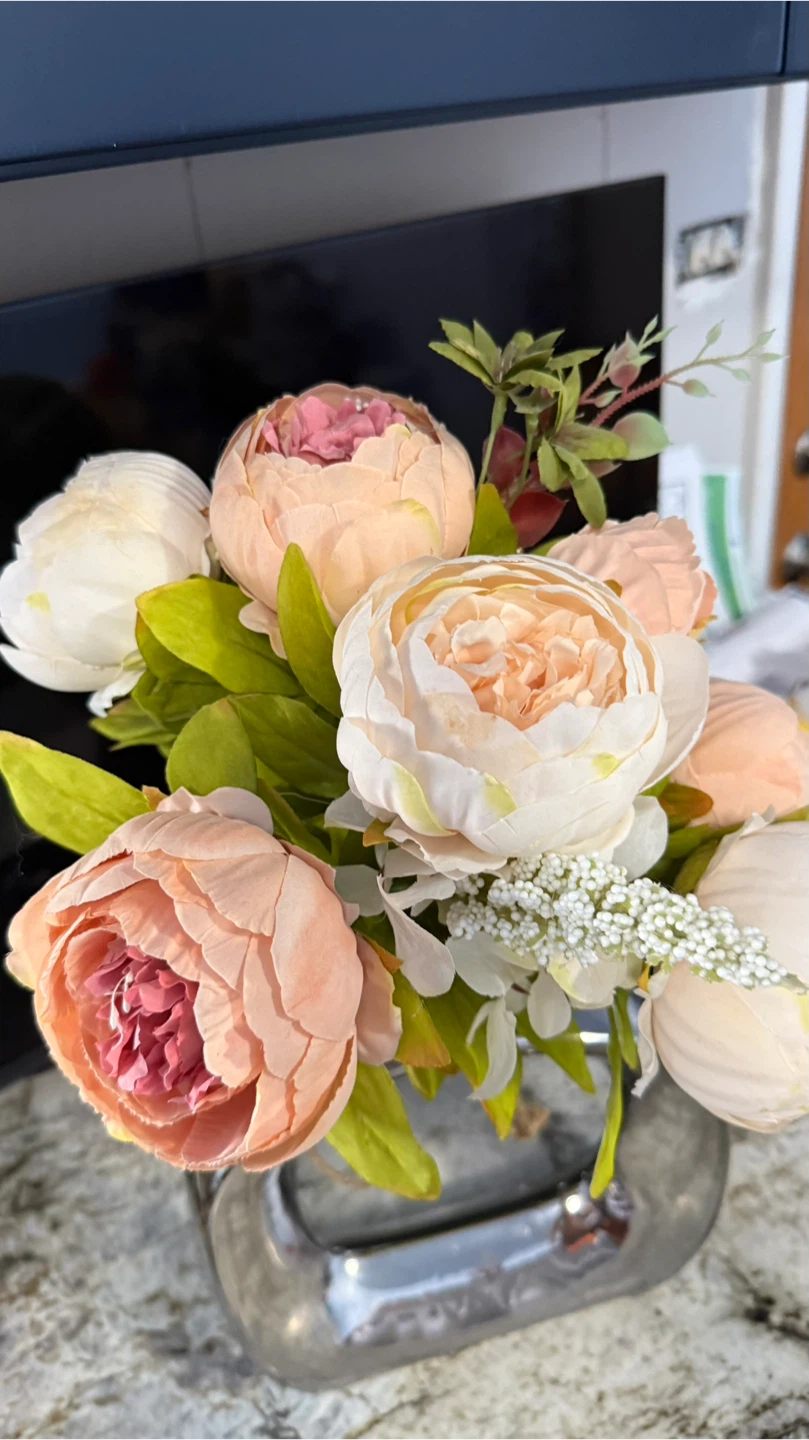 Artificial Flower Arrangement in Silver Vase - photo 2