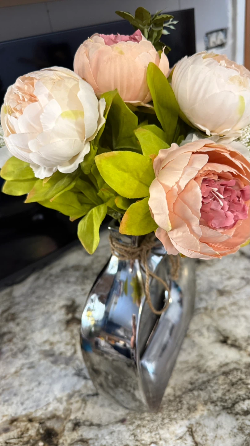 Artificial Flower Arrangement in Silver Vase - photo 4