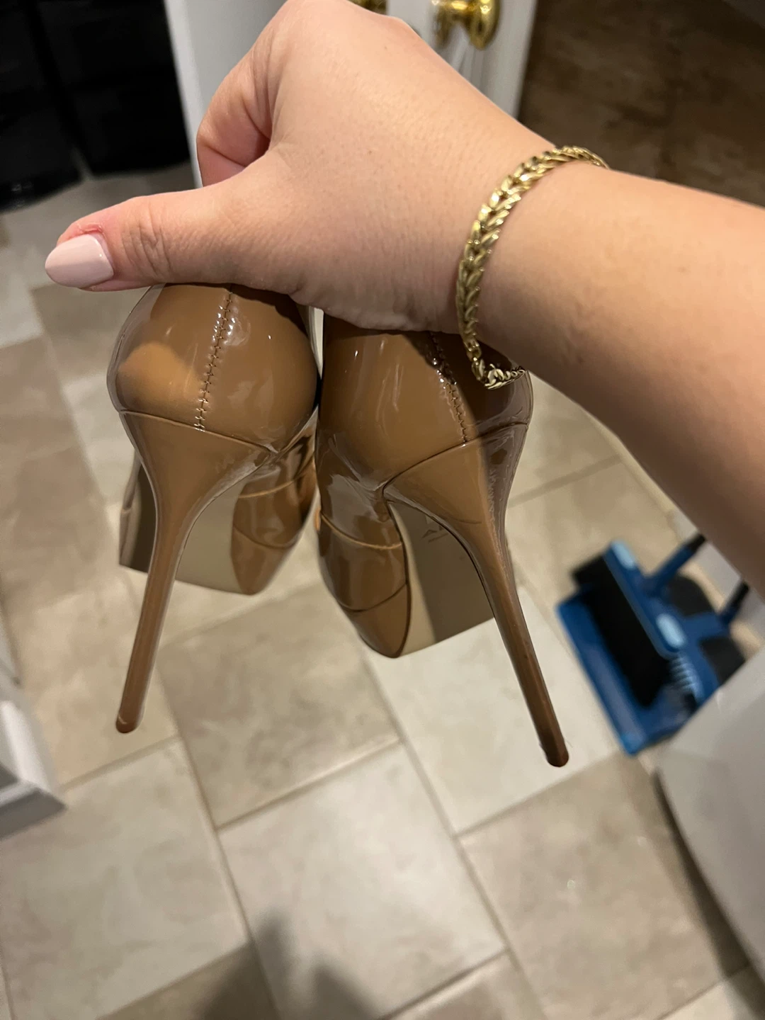 Patent Leather Platform Stilettos - Tan - photo 4