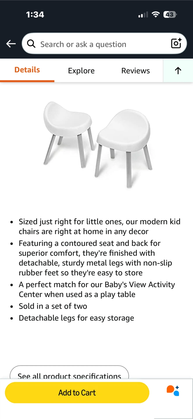 Skip Hop Toddler's Activity Chairs Set of 2, White/Grey - photo 3