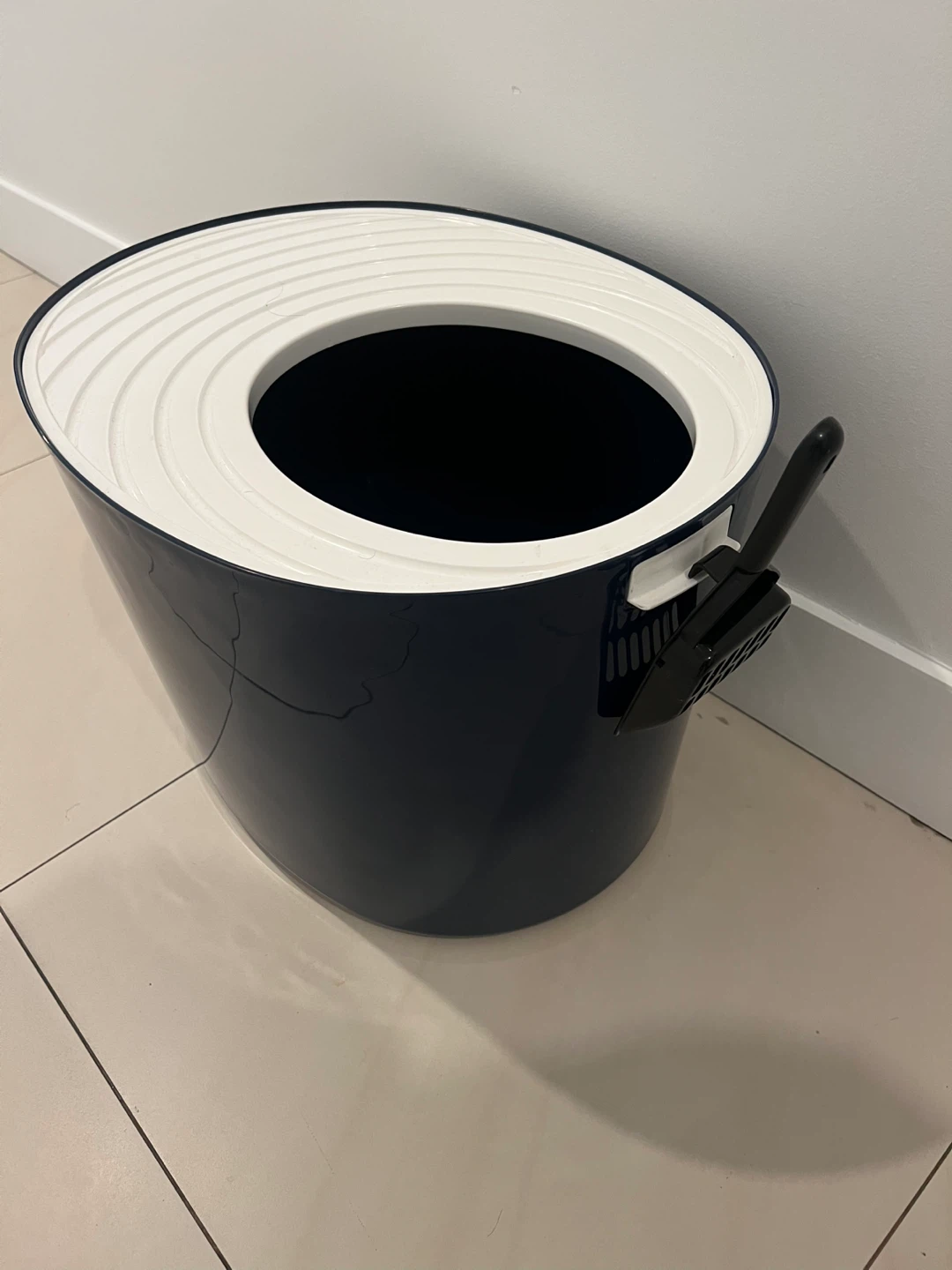 Cat Litter Box with scoop - Navy/White/Black - photo 2