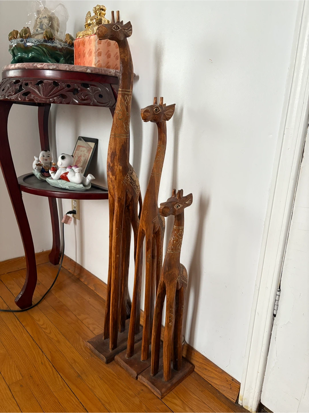 Set of 3 Wooden Giraffe Figurines