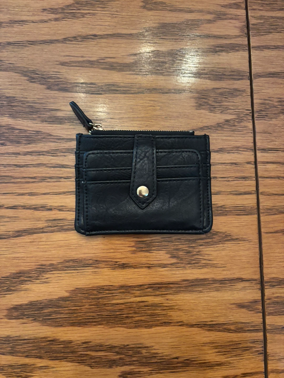Black Card Holder with Zipper Pocket