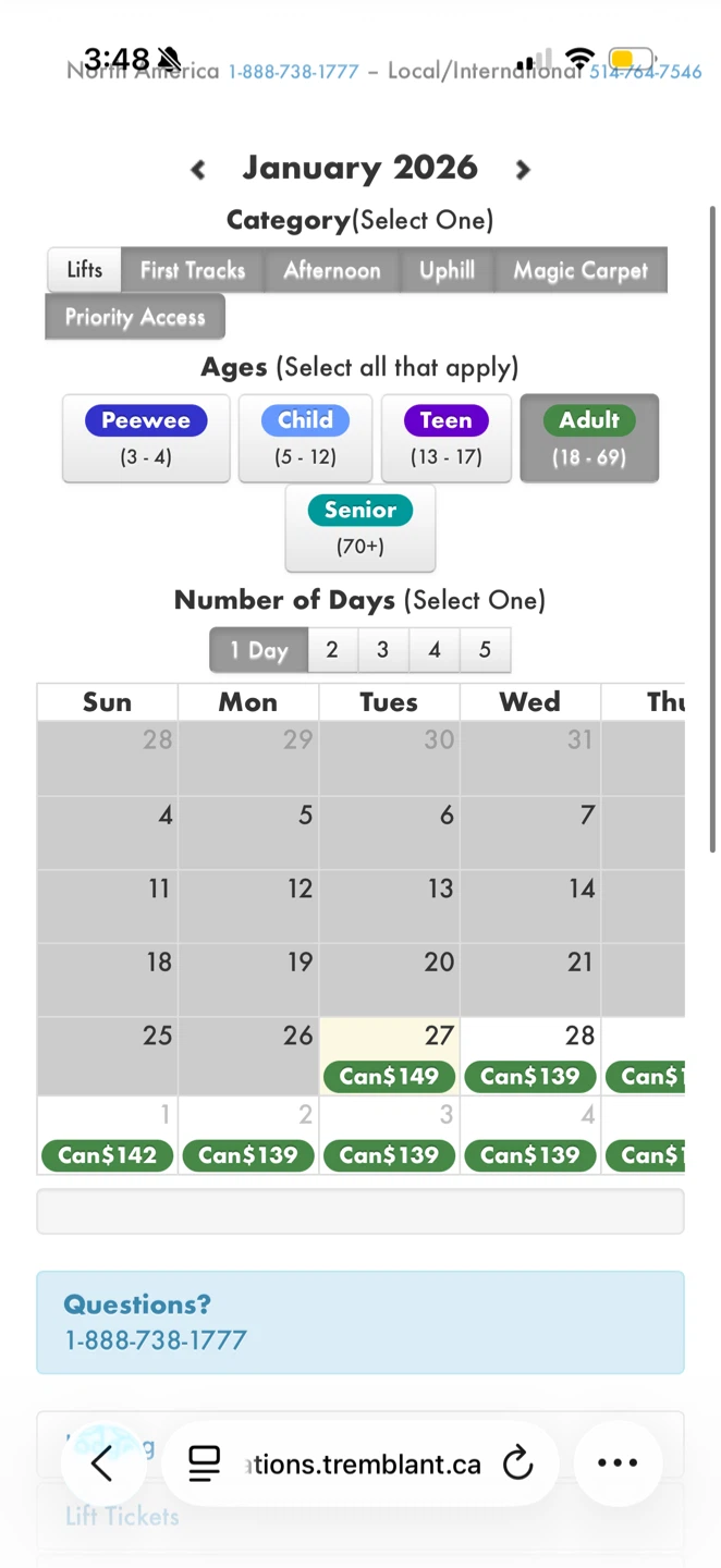 Tremblant Lift Tickets - 1 day pass