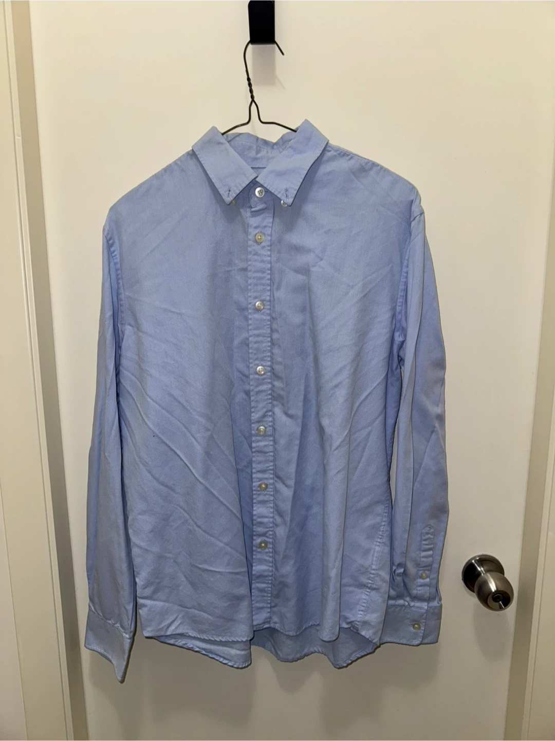 Zara Men's Light Blue Regular Fit Dress Shirt - Medium