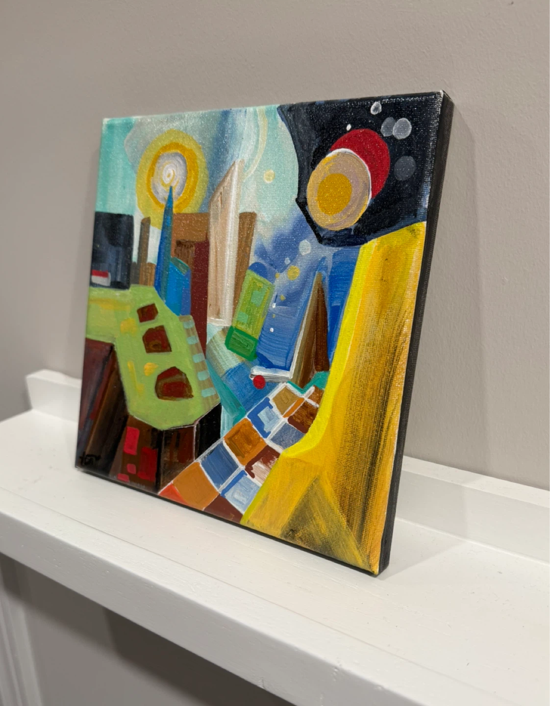 Original Abstract Cityscape Acrylic Painting - photo 2