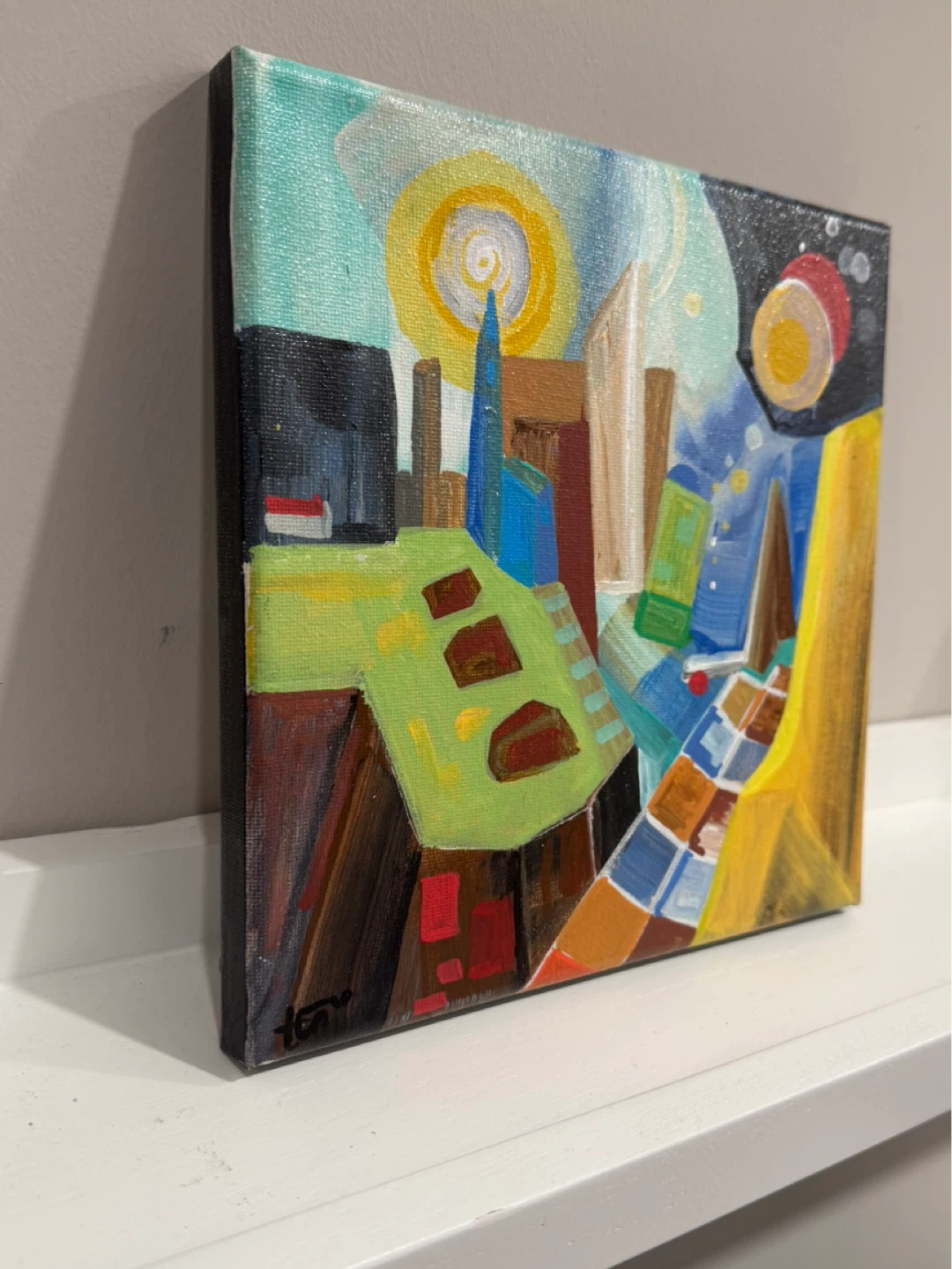 Original Abstract Cityscape Acrylic Painting - photo 3