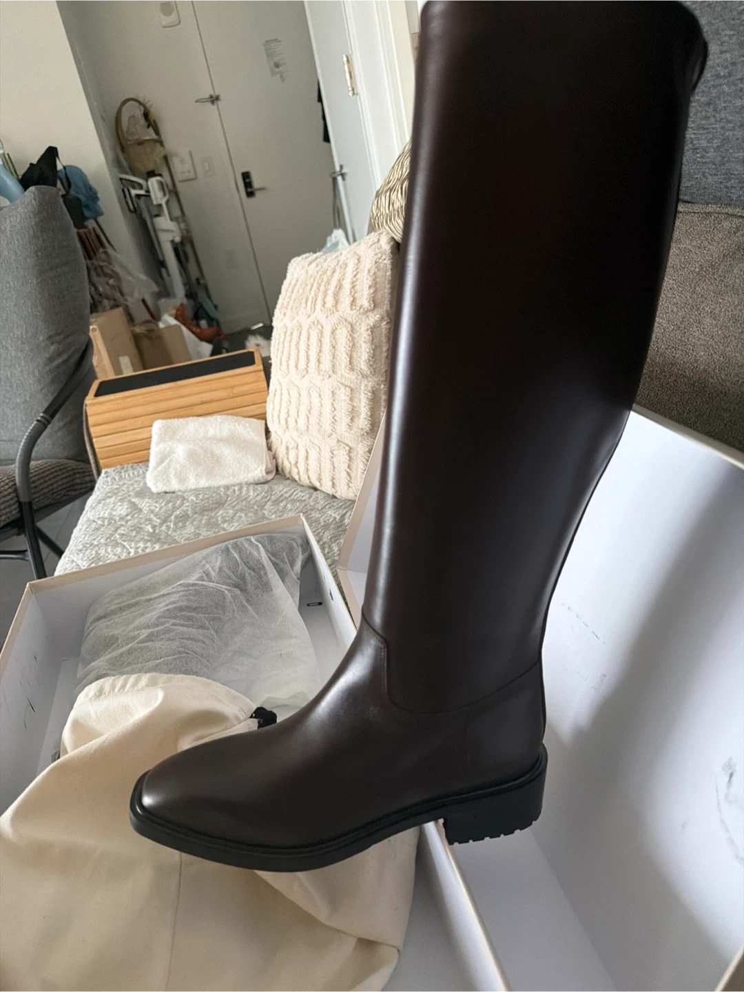 AEYDE "Tammy" Calf Leather Knee-High Boots Moka Size 36 - photo 5