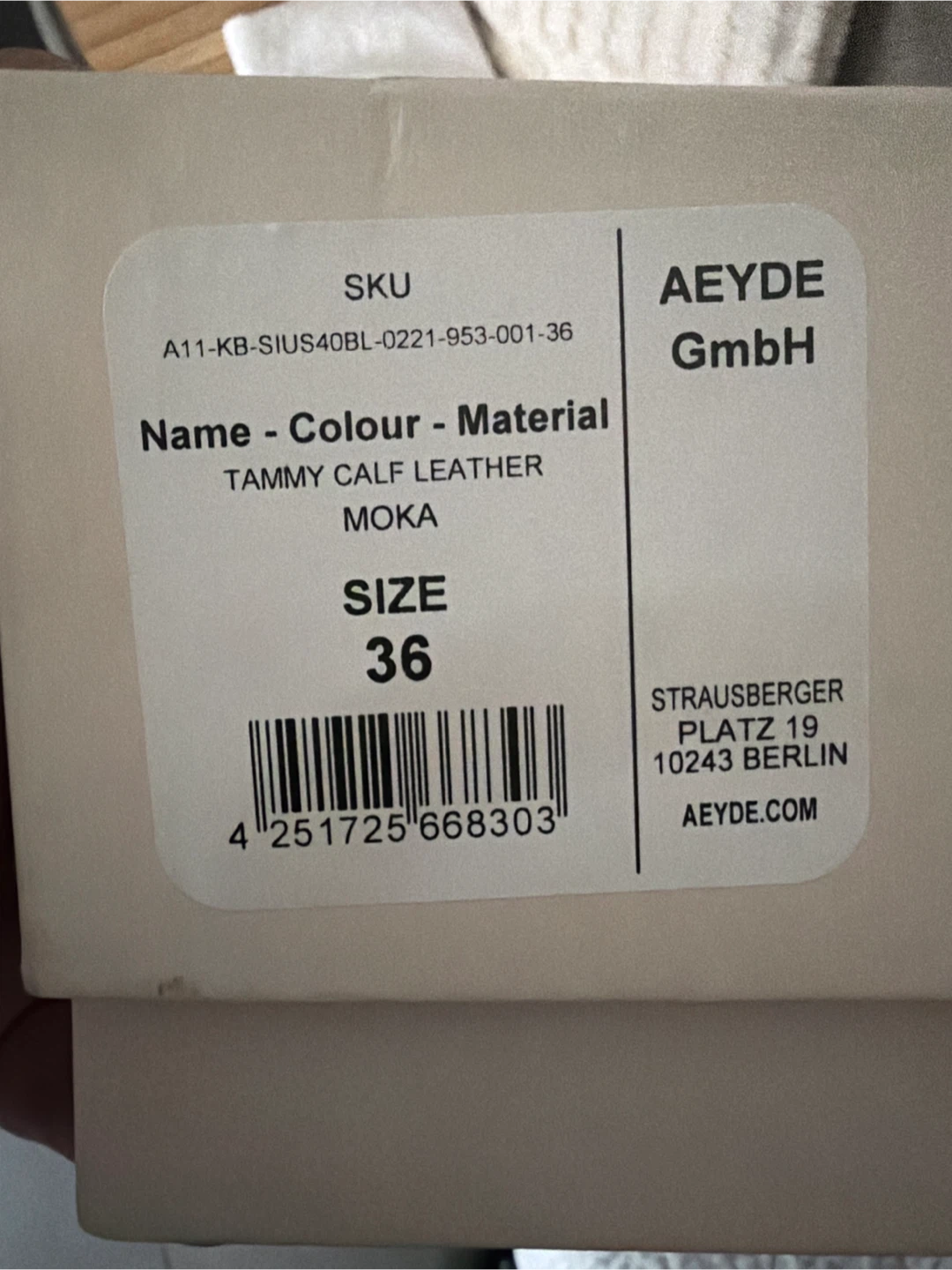 AEYDE "Tammy" Calf Leather Knee-High Boots Moka Size 36