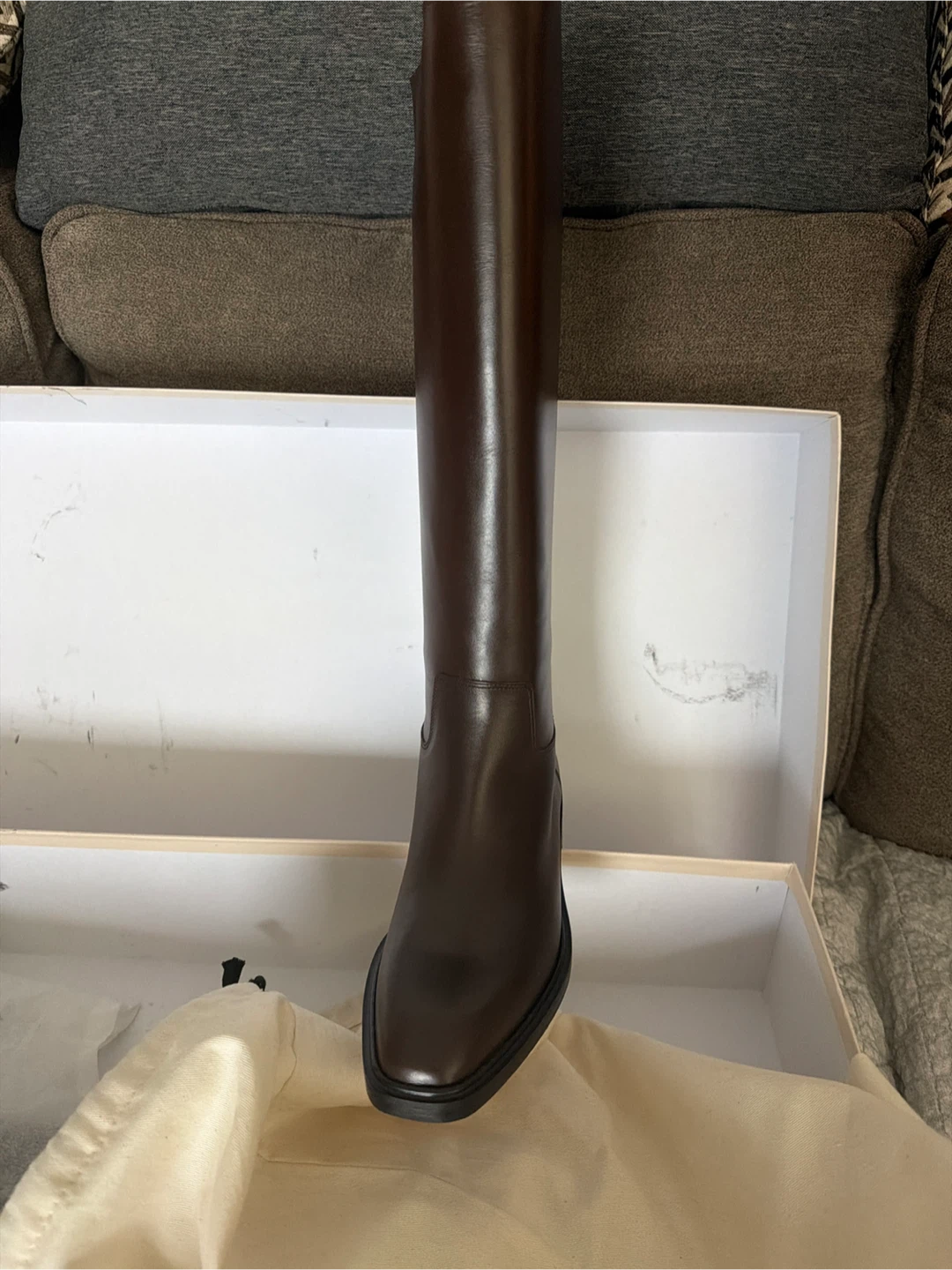 AEYDE "Tammy" Calf Leather Knee-High Boots Moka Size 36 - photo 4