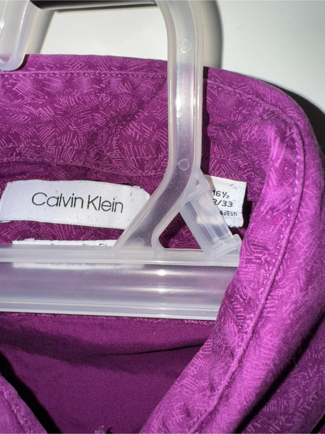 Calvin Klein Men's Purple Print Dress Shirt Size 16 1/2 32/33 - photo 3