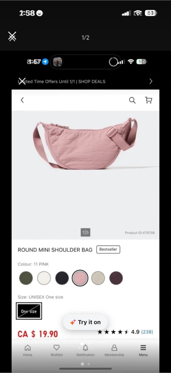Round Mini Shoulder Bag - Pink
