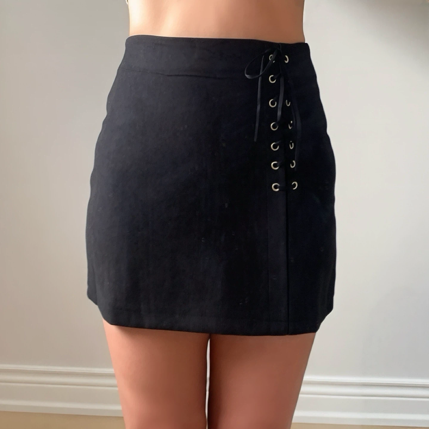 Black High-Waisted A-Line Skirt with Built-In Shorts | Size M