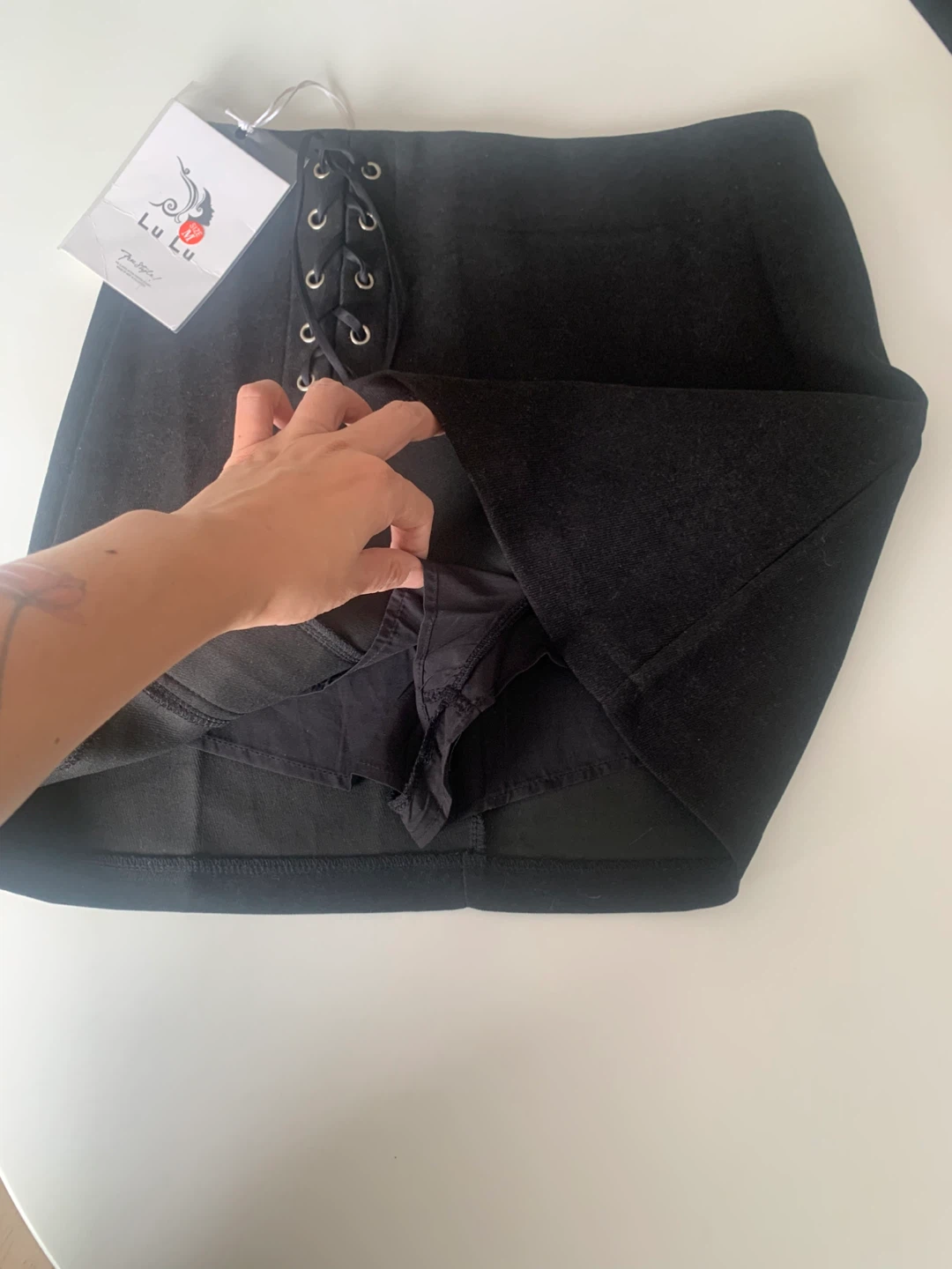 Black High-Waisted A-Line Skirt with Built-In Shorts | Size M - photo 3