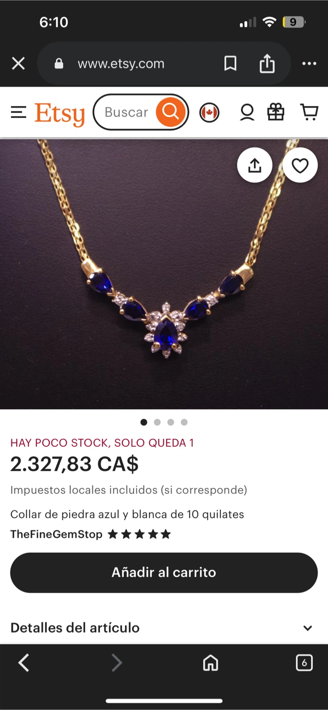 Gold Necklace with Blue & White Gems - photo 2