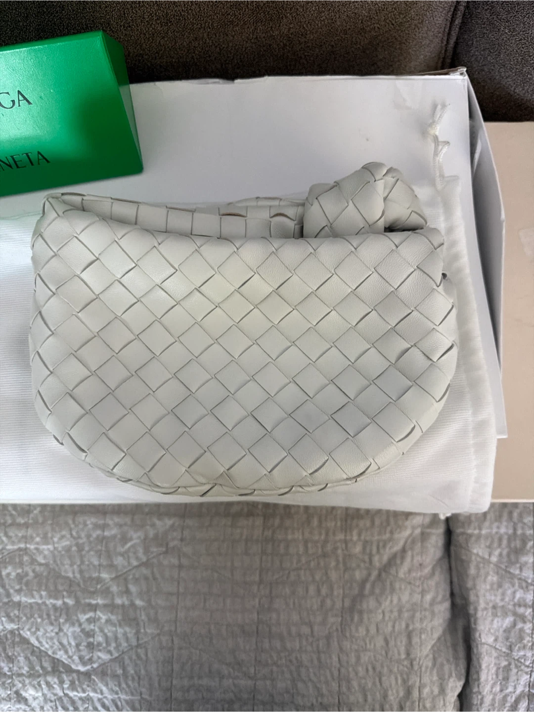 Bottega Veneta White Leather Mini Jodie Handbag