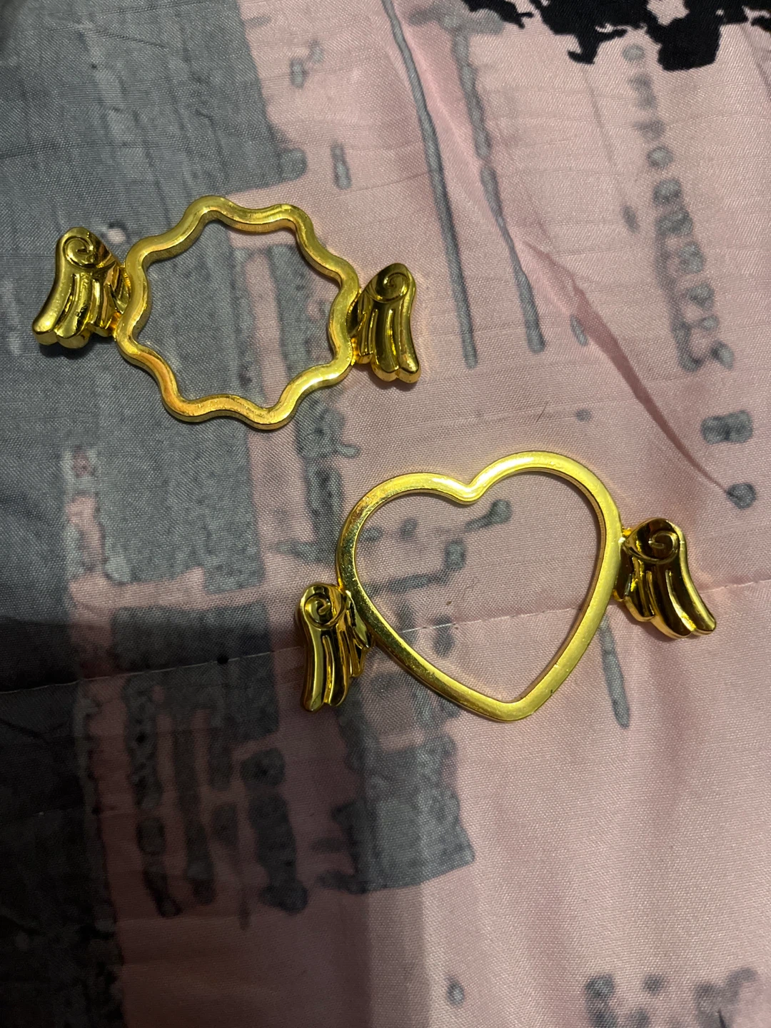 Gold Angel Wing Charms (Heart & Cloud Shapes)