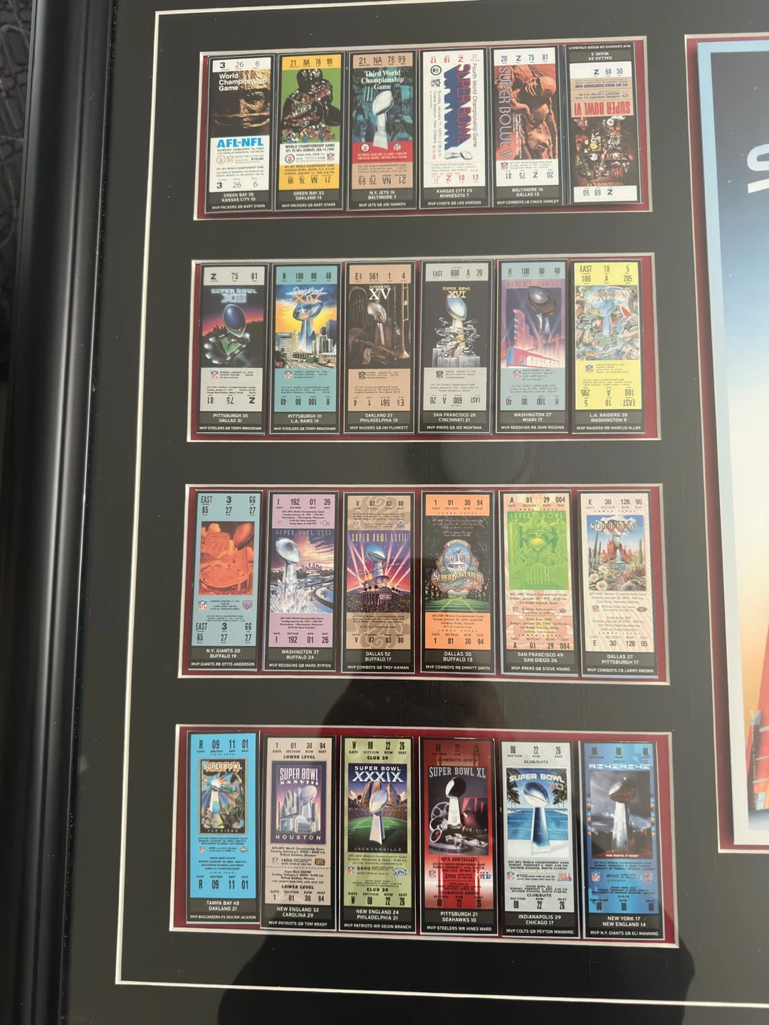 Framed Collection of Super Bowl Ticket Stubs - photo 3