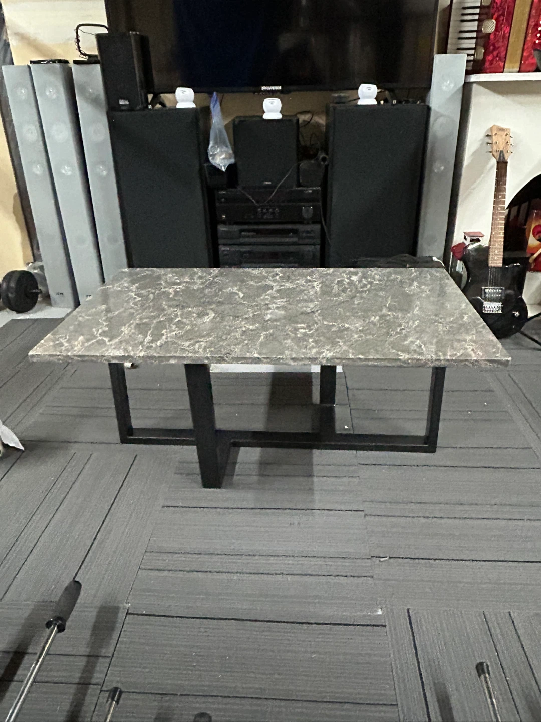 Modern Coffee Table with Stone-Look Top