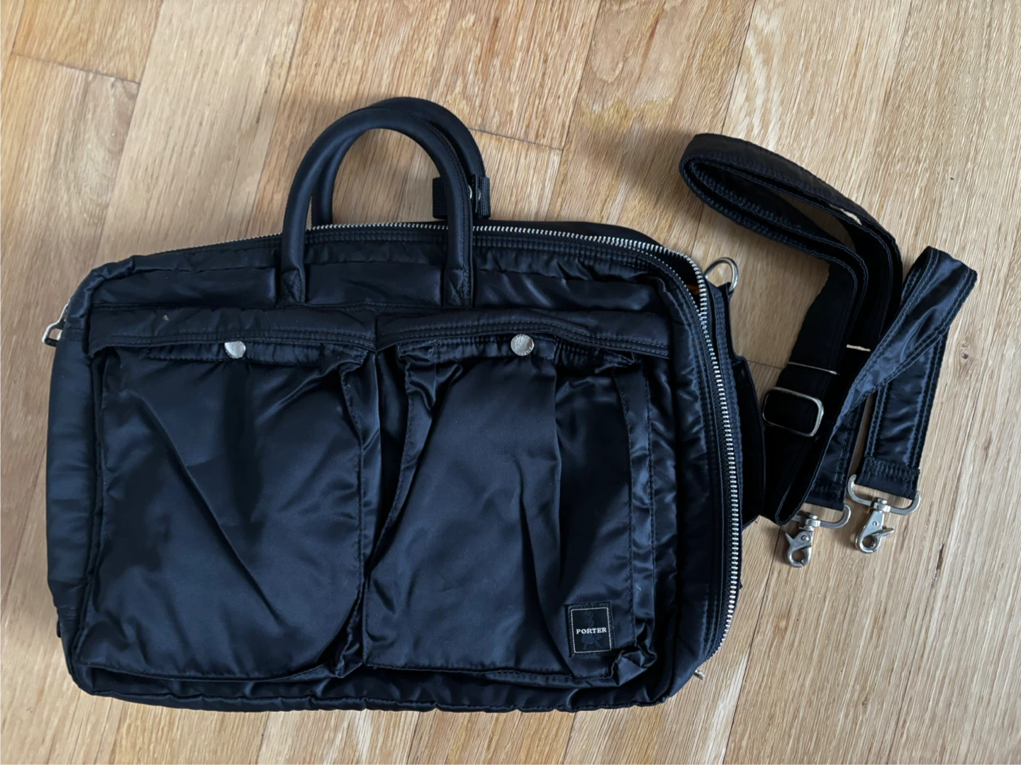 Pre-owned-Porter Black Nylon Briefcase Backpack