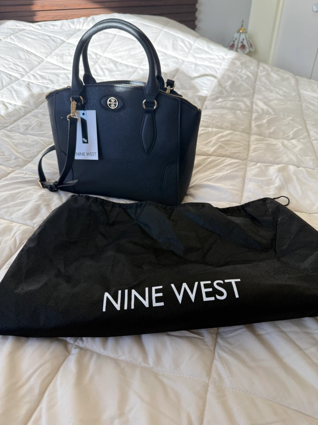 Nine West Black Structured Satchel Crossbody Purse – New - photo 4