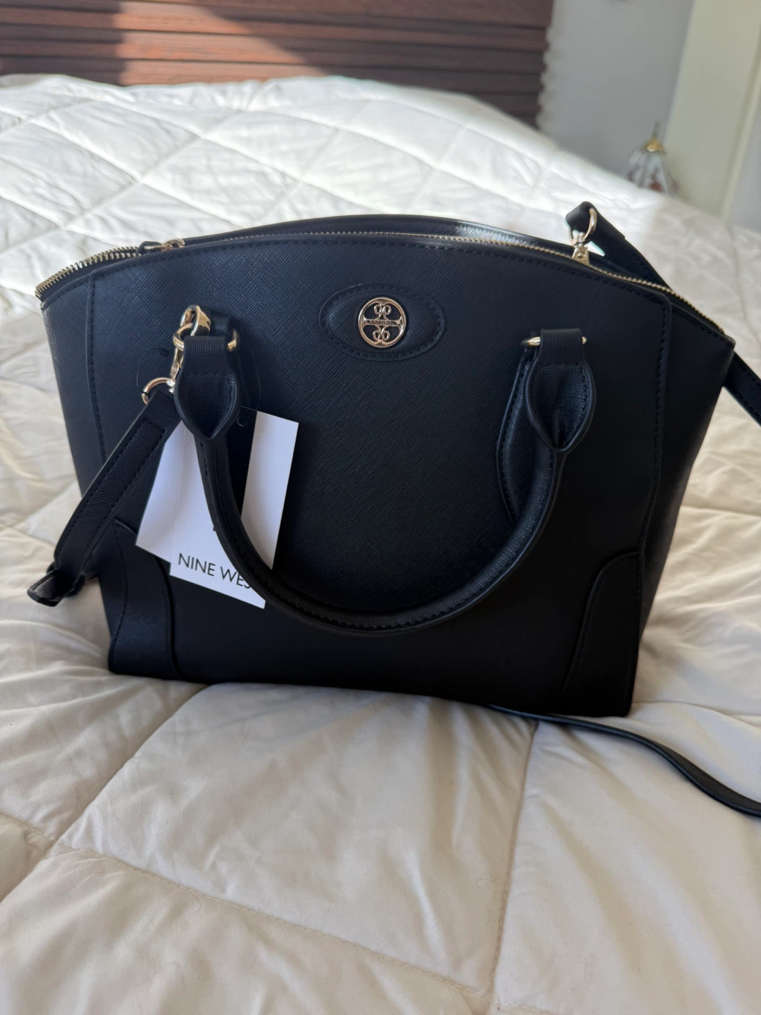 Nine West Black Structured Satchel Crossbody Purse – New - photo 3