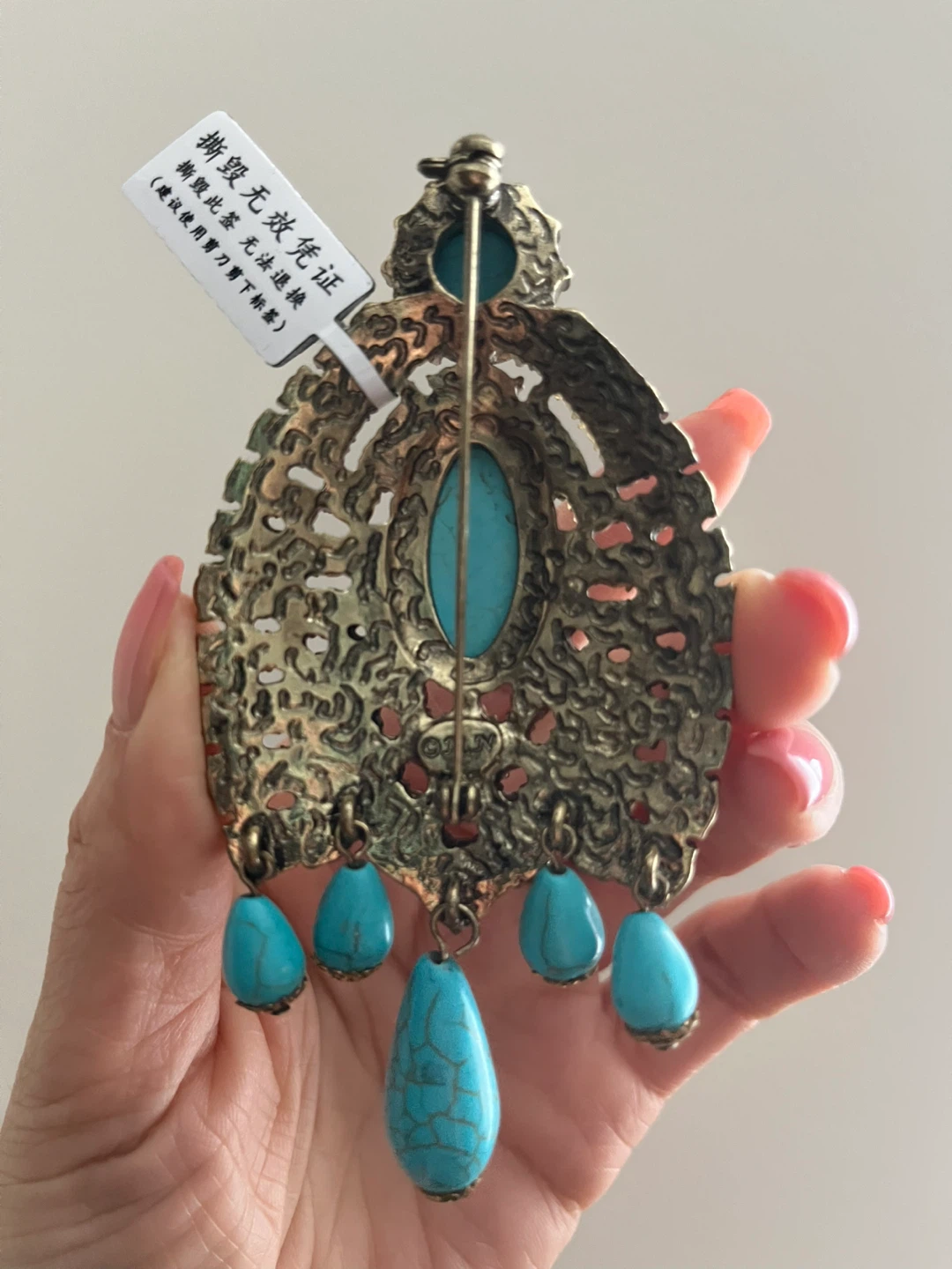 Turquoise and Rhinestone Brooch/Pendant - photo 2