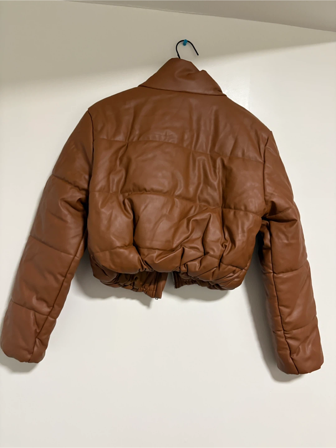 Ambiance Faux Leather Puffer Jacket - Brown, Size M - photo 2