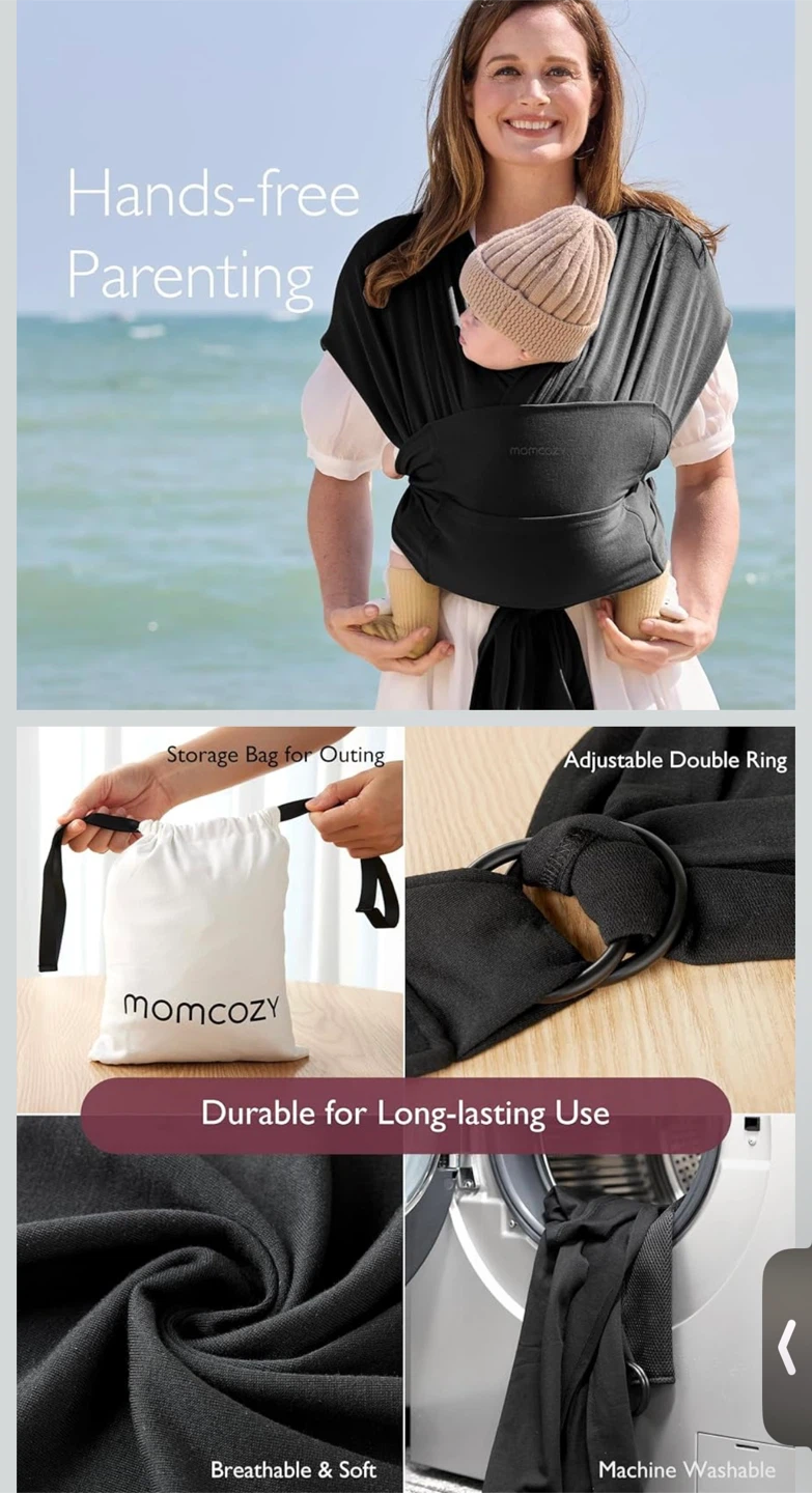 Momcozy Black Baby Wrap Carrier - photo 2