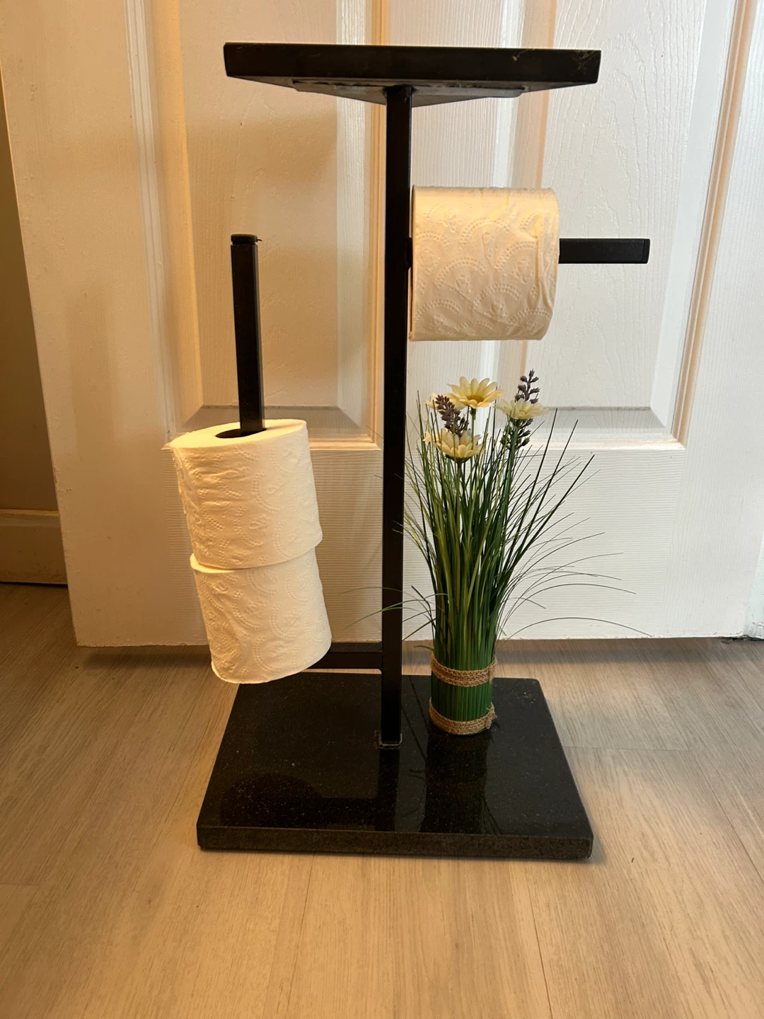 Black Marble Toilet Paper Holder Stand - photo 2