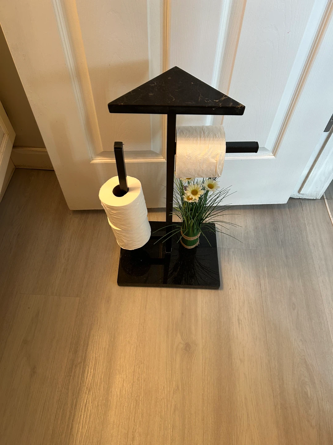Black Marble Toilet Paper Holder Stand