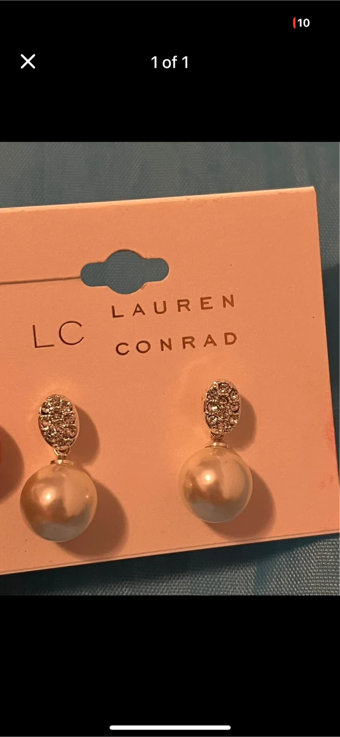 Lauren Conrad Pearl & Crystal Drop Earrings