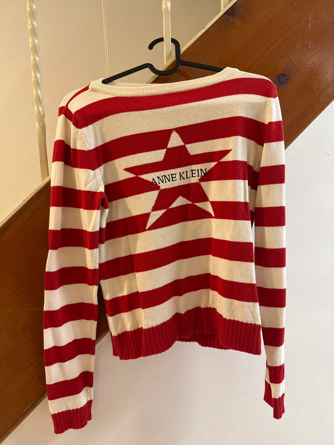 Anne Klein Striped Sweater with Star Detail