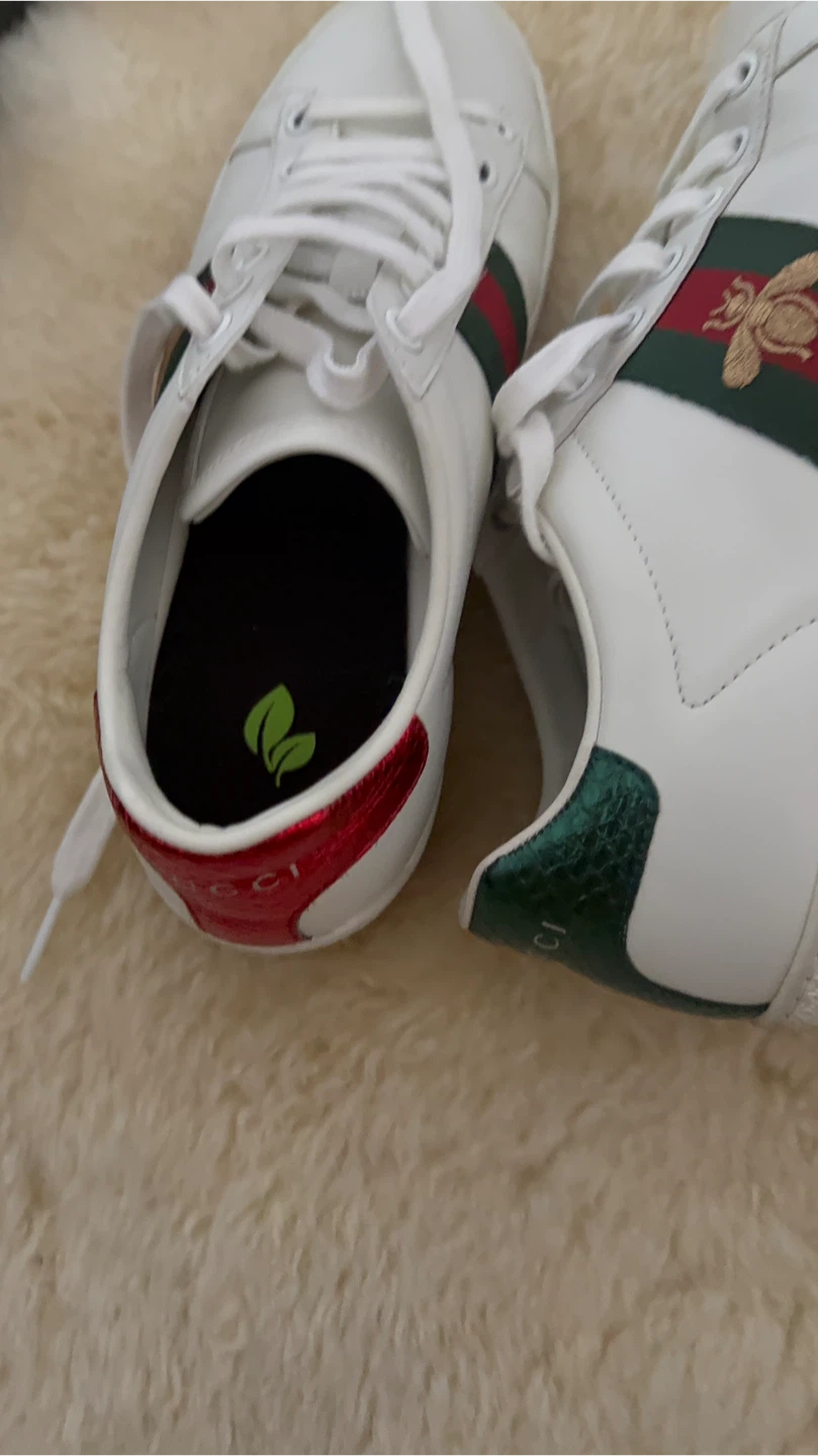 White Gucci Ace Sneakers with Bee Embroidery - photo 3
