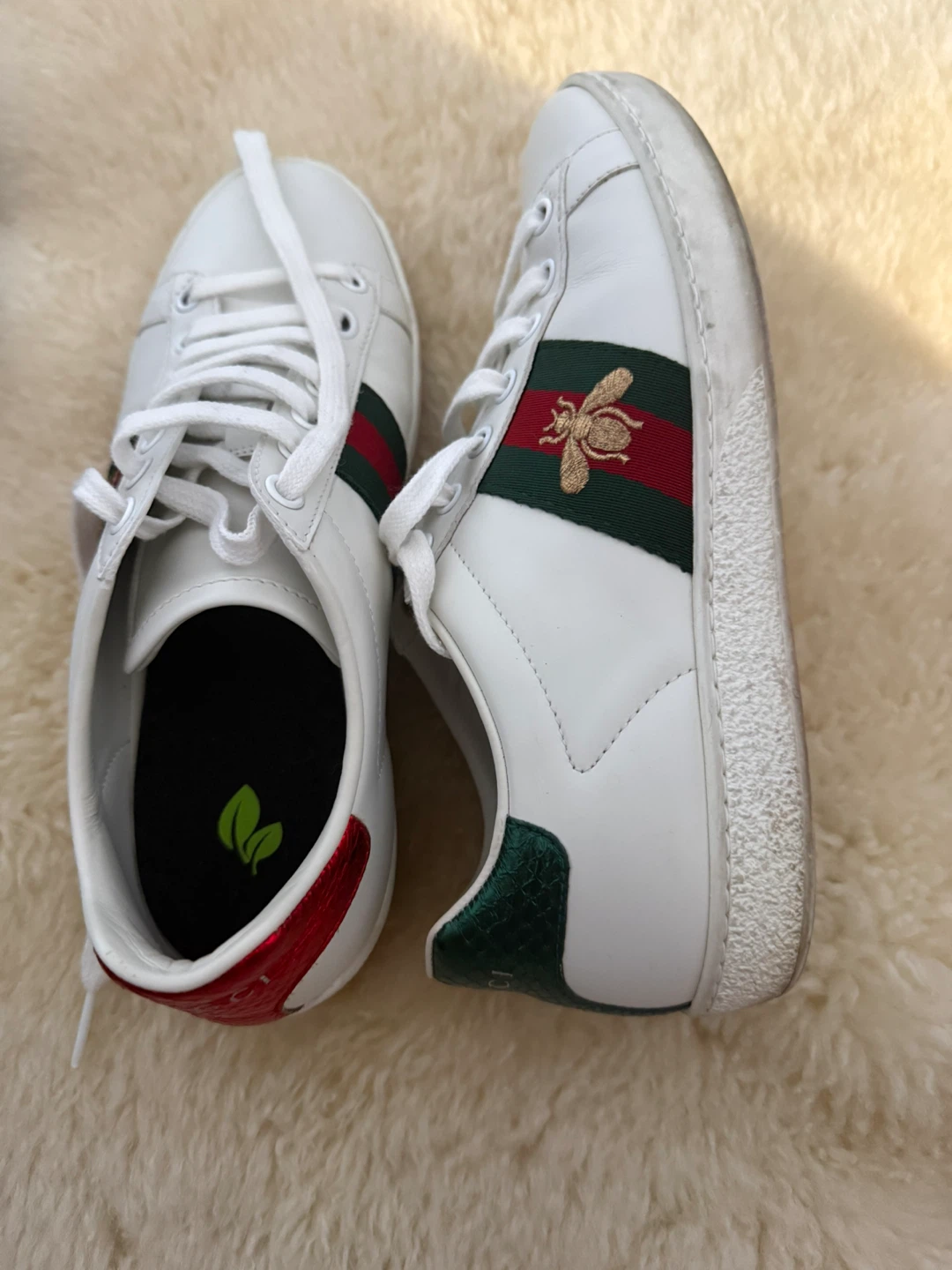 White Gucci Ace Sneakers with Bee Embroidery - photo 5
