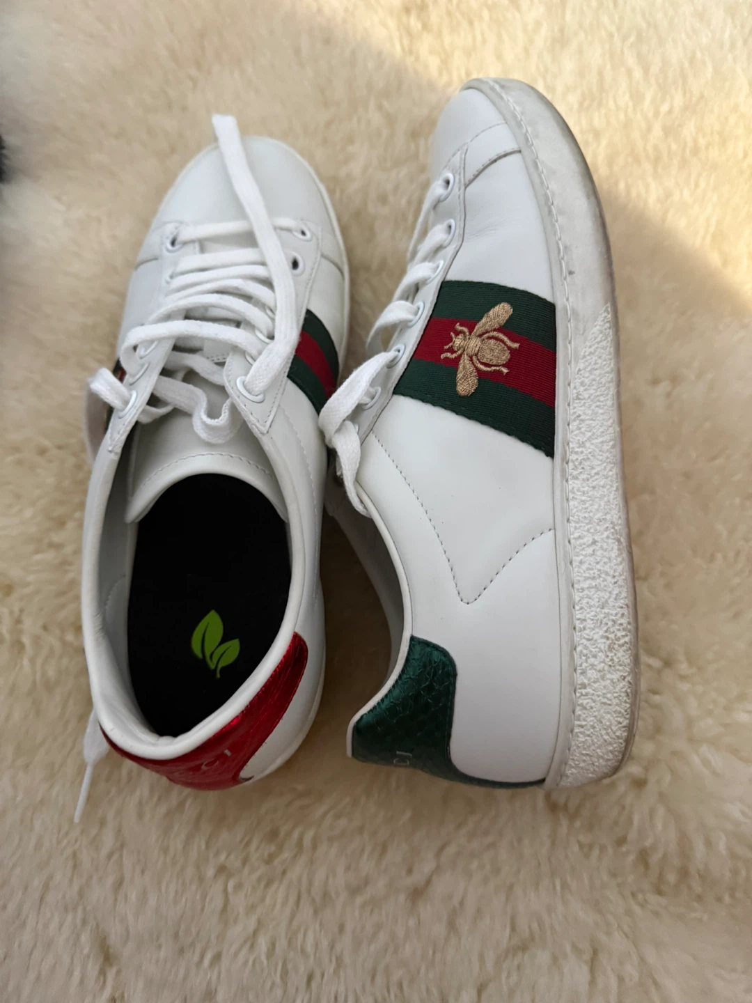 White Gucci Ace Sneakers with Bee Embroidery - photo 4