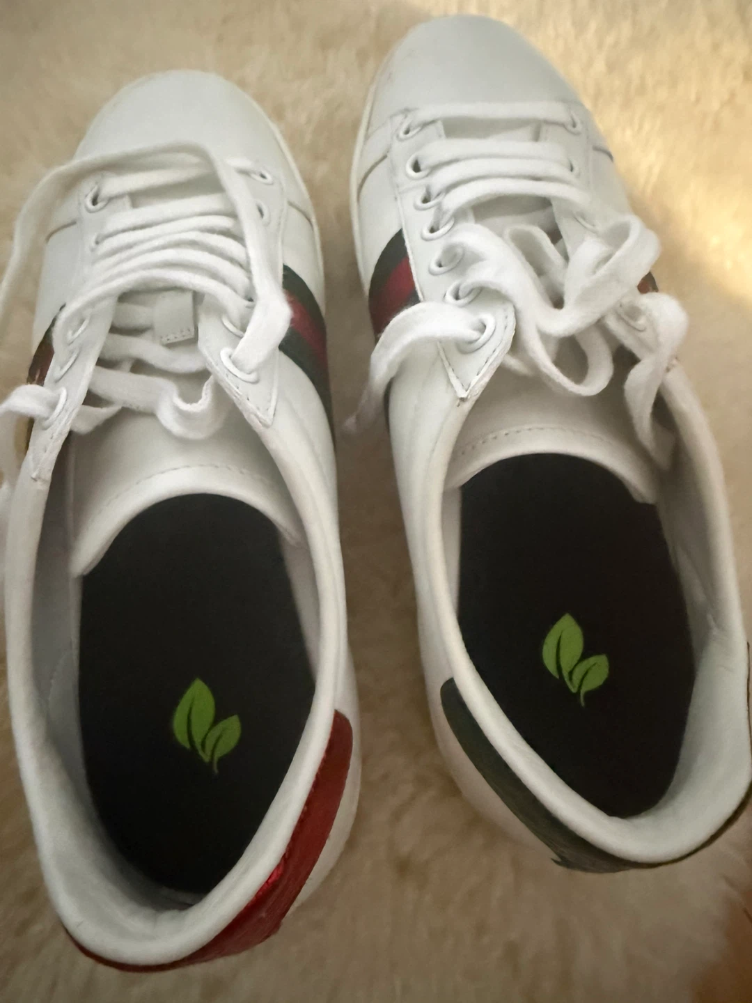 White Gucci Ace Sneakers with Bee Embroidery