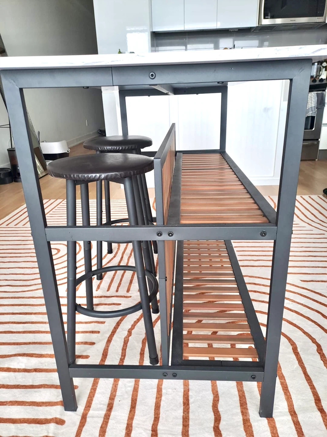Kitchen Island with Stools and Shelving - photo 3
