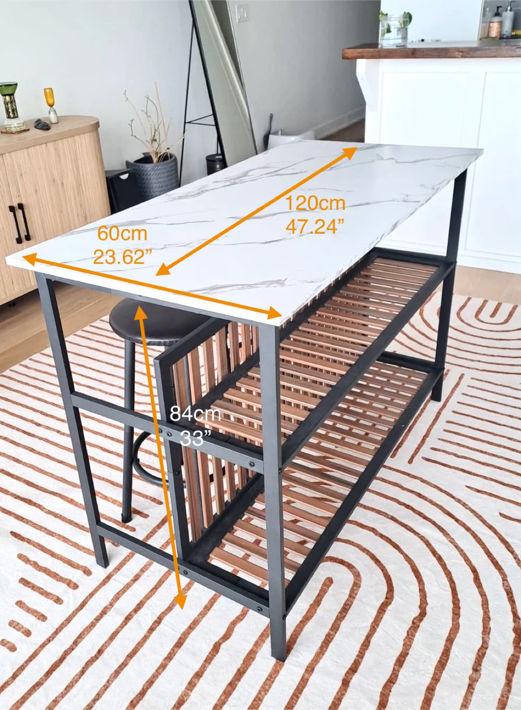 Kitchen Island with Stools and Shelving - photo 2