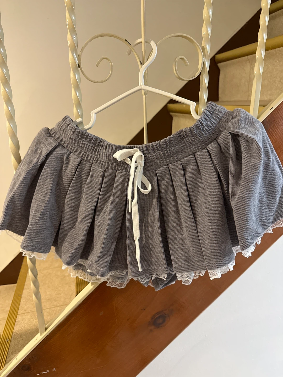 LSoul Grey Lace Trim Hoodie & Pleated Skirt Set - photo 5
