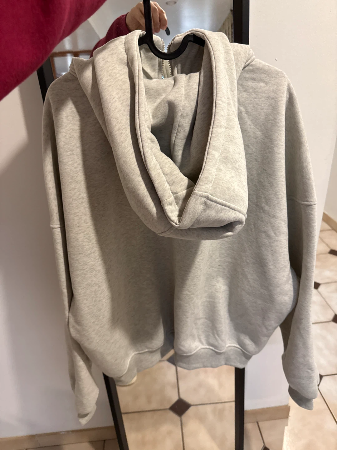 Oatmeal coloured zip-up hoodie - photo 4