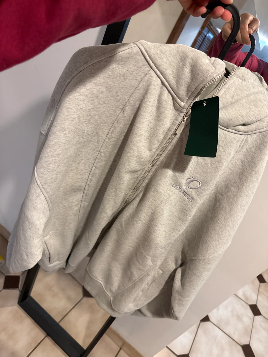 Oatmeal coloured zip-up hoodie - photo 3