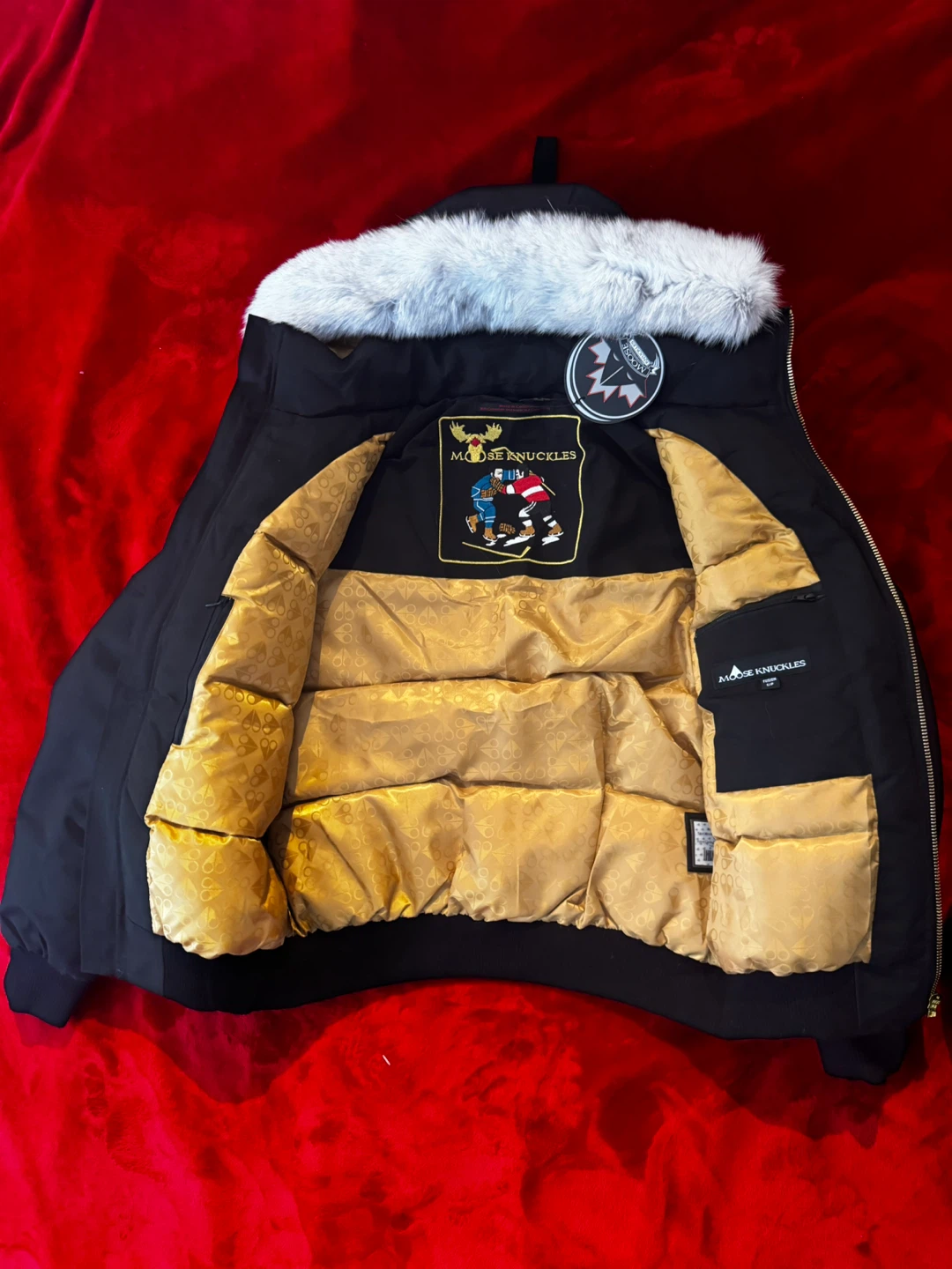 Moose Knuckles Black Bomber Jacket with Fur Hood - photo 3