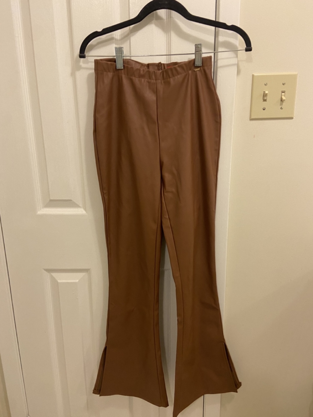 Guess Brown Faux Leather Flare Pants - Size XS