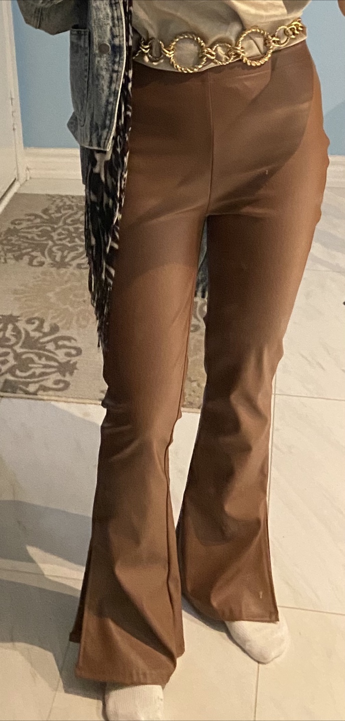 Guess Brown Faux Leather Flare Pants - Size XS - photo 4