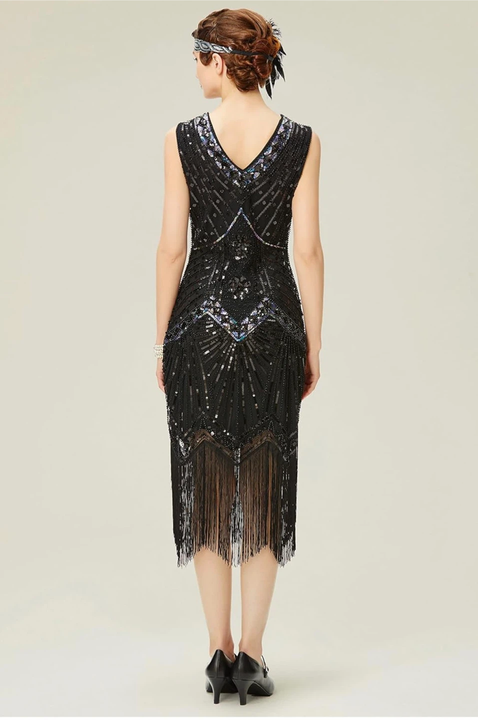 Black Sequin Flapper Dress -XL - photo 2