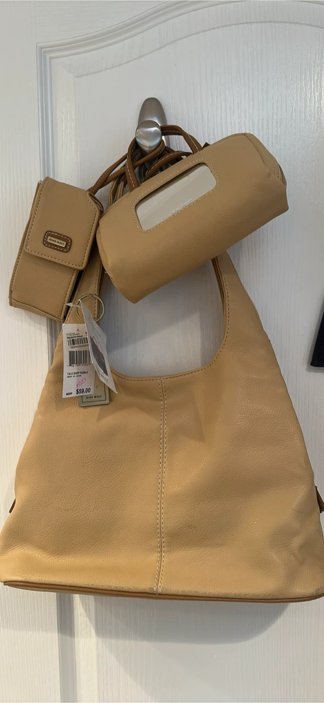 Nine West Beige Shoulder Bag with Matching Wallet and Pouch - photo 2
