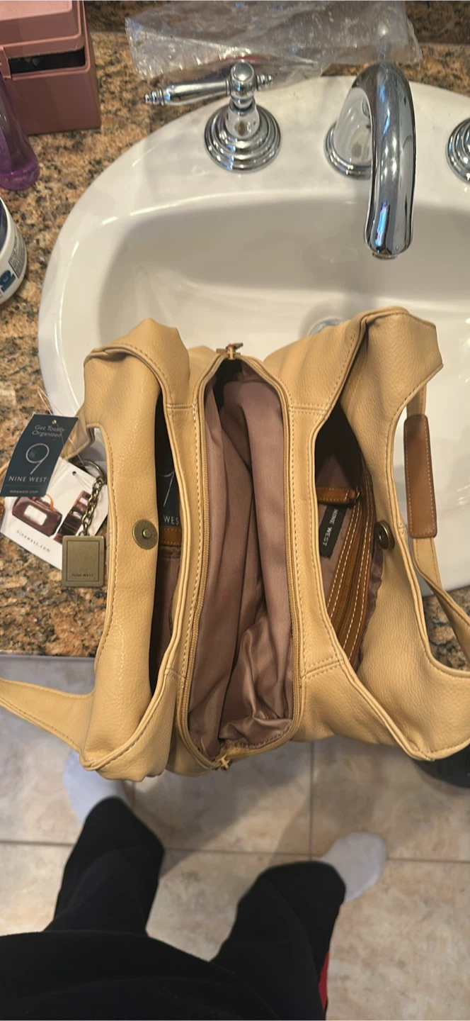 Nine West Beige Shoulder Bag with Matching Wallet and Pouch - photo 4