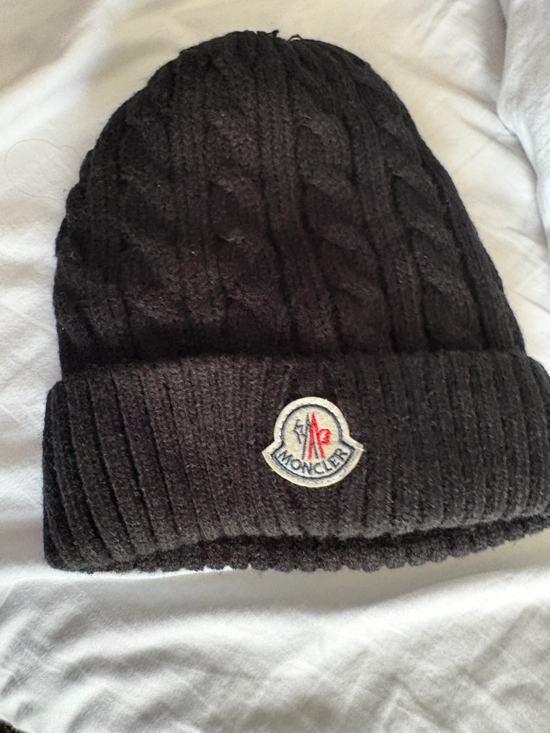Moncler Dark Gray Cable Knit Beanie