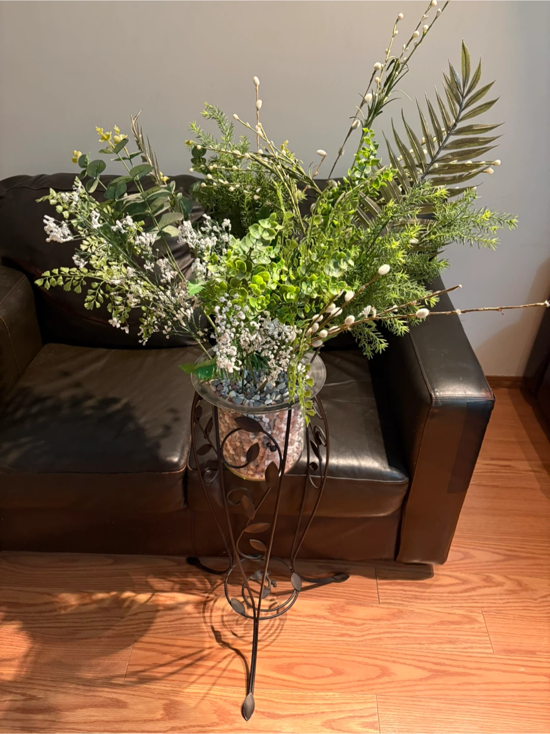 Faux Floral Arrangement with Decorative Stand